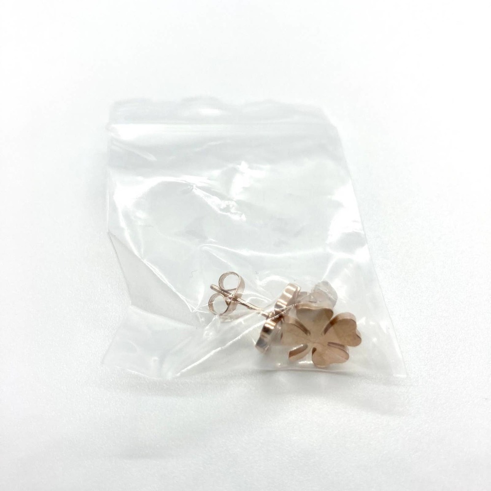 Rose Gold Four Leaf Clover Earring Pair - Picture 9 of 9